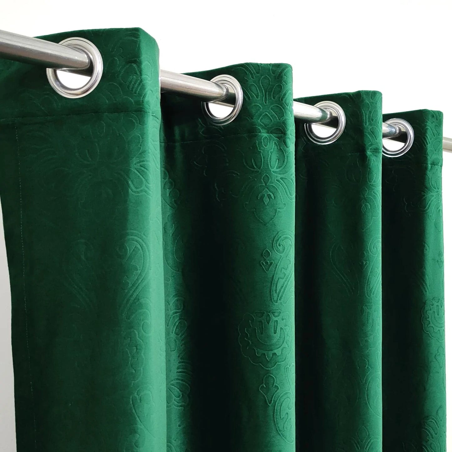 Luxurious Bottle Green Self-Embossed Velvet Curtains – Soft, Stylish & Long-Lasting