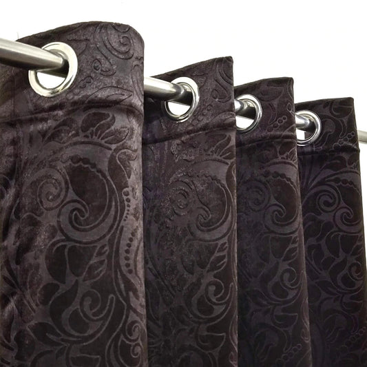 Dark Brown Self Velvet Curtain