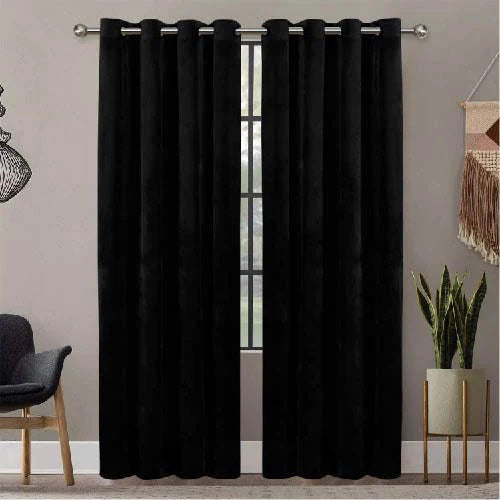 Black Velvet Curtains, Room Grommet Curtain For Living Room Bedroom Home Decoration