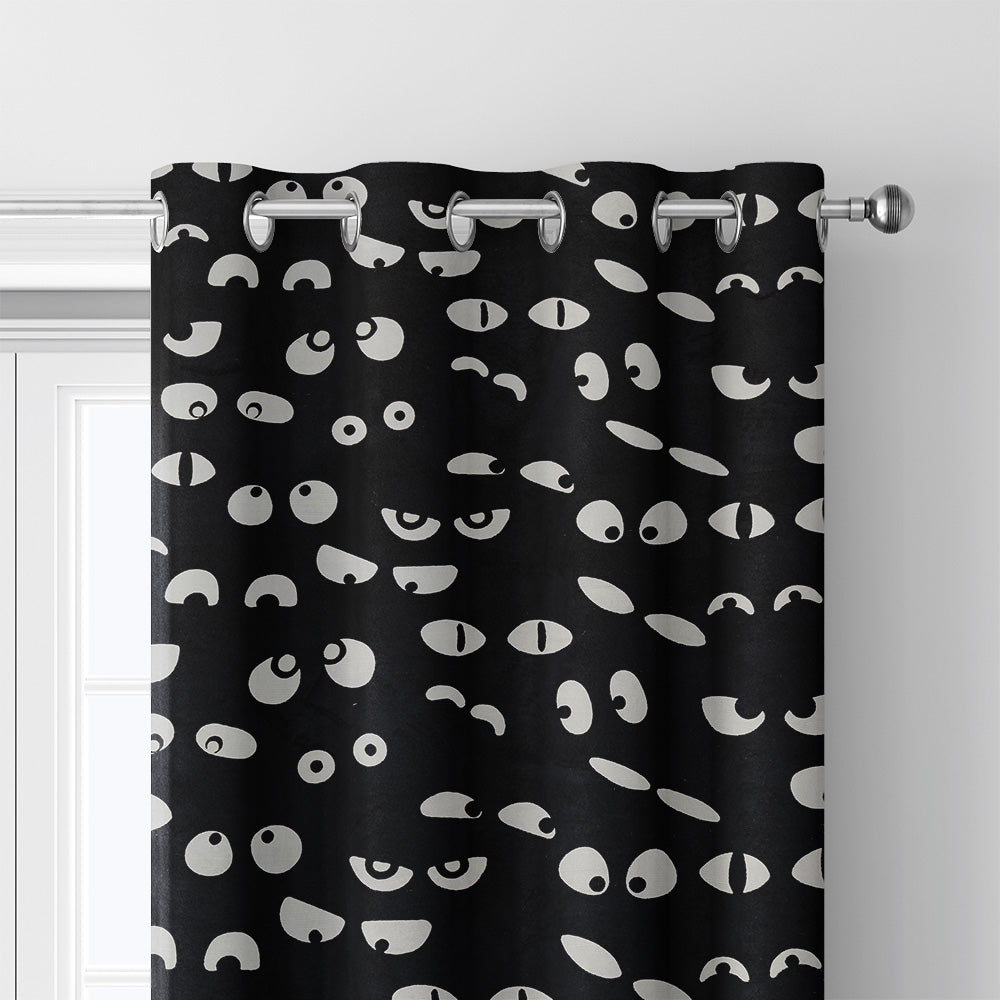 Lunaville Halloween Eyeballs Curtain Single Panel Glow in the Dark Black White