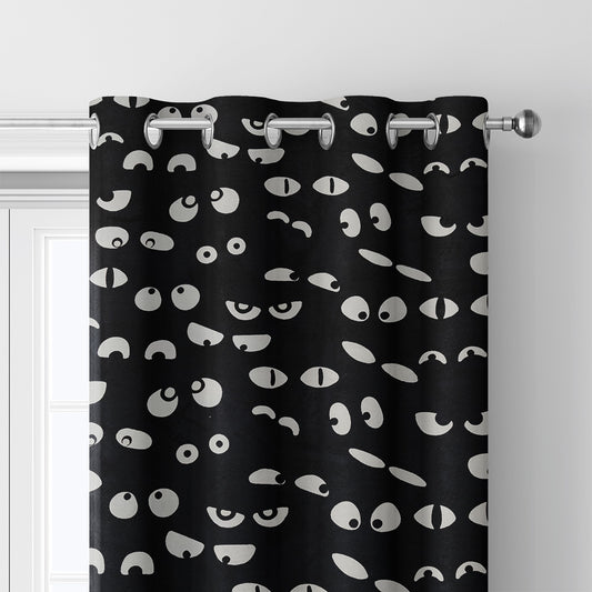 Lunaville Halloween Eyeballs Curtain Single Panel Glow in the Dark Black White