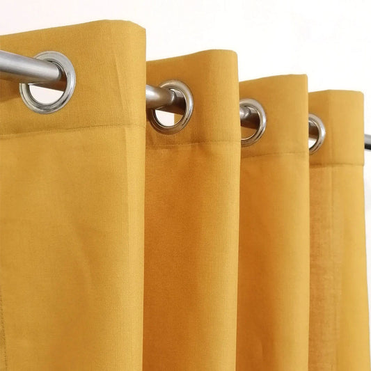 Yellow Plain Duck Cotton Curtain