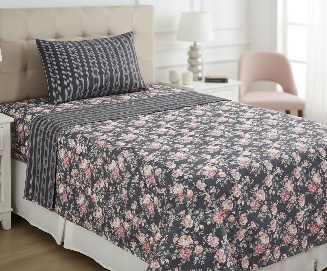 Printed Pure Cotton Single Bedsheet Set
