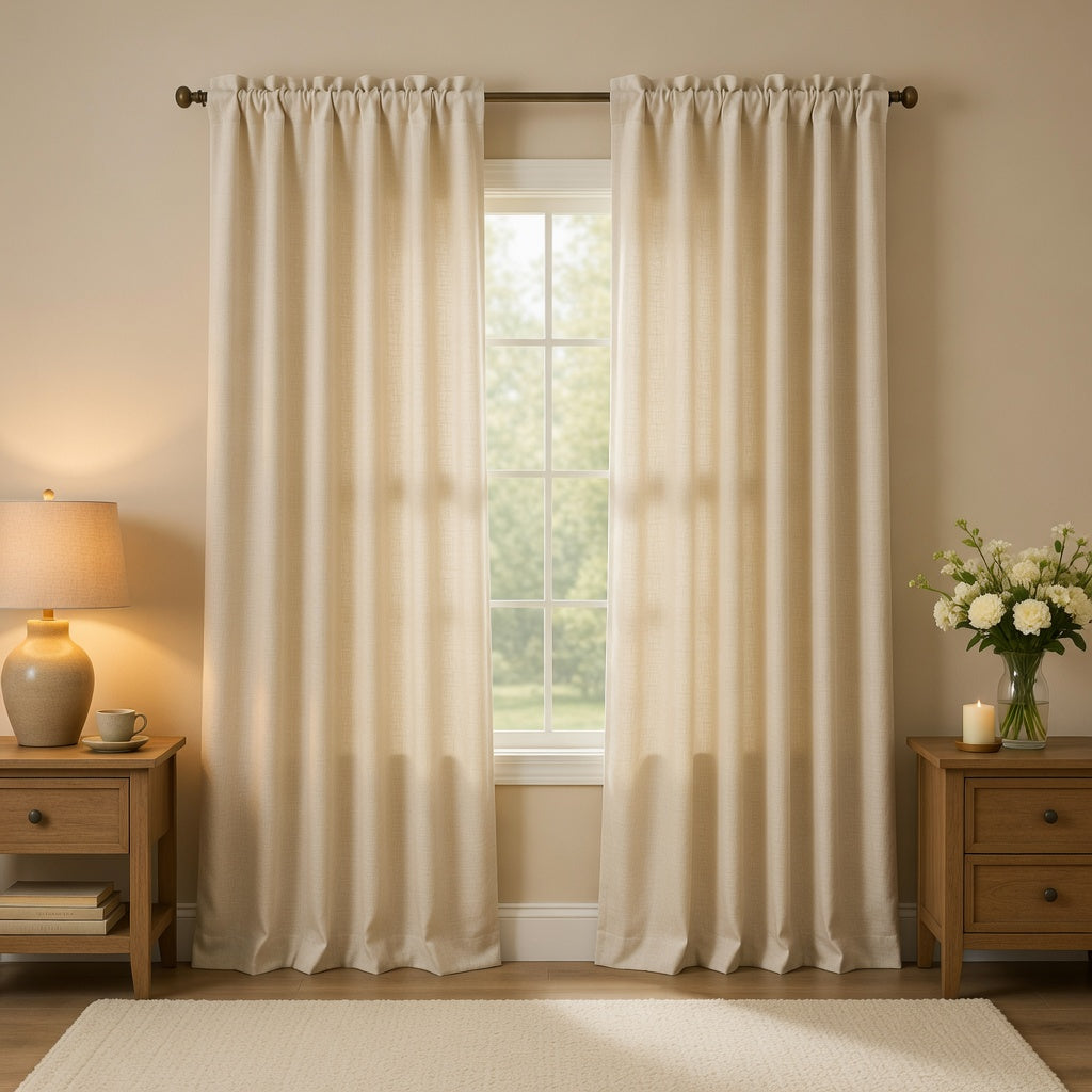 Beige Extra Wide Rod Pocket Chiffon Sheer Curtains - Pair
