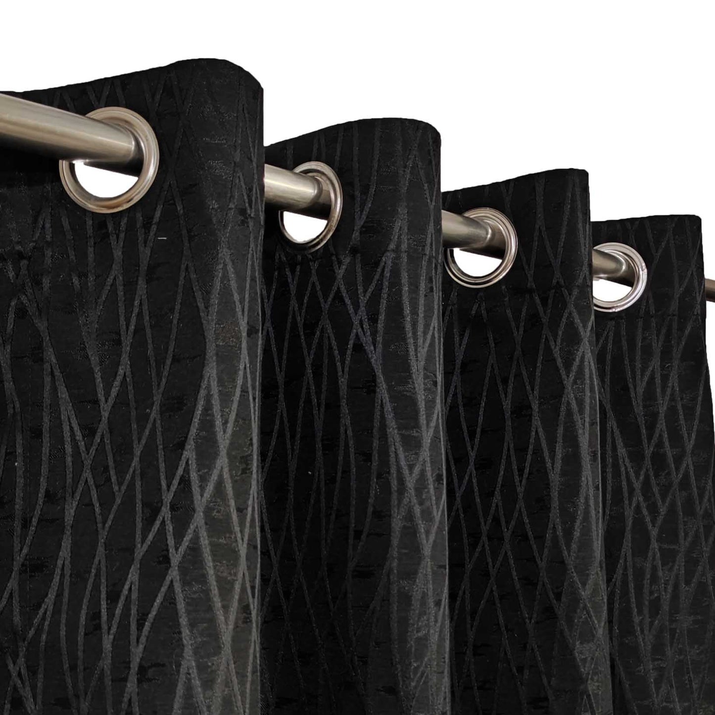 Black High Quality Eyelet Curtain - Single Panel