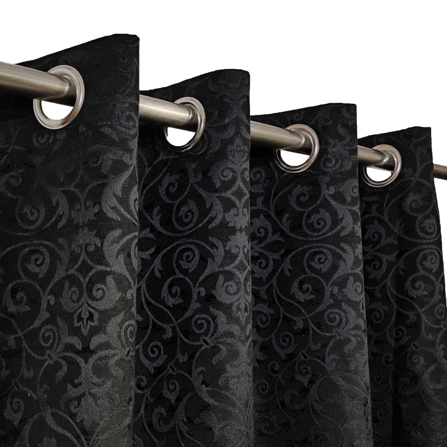 Black High Quality Eyelet Curtain - Single Panel
