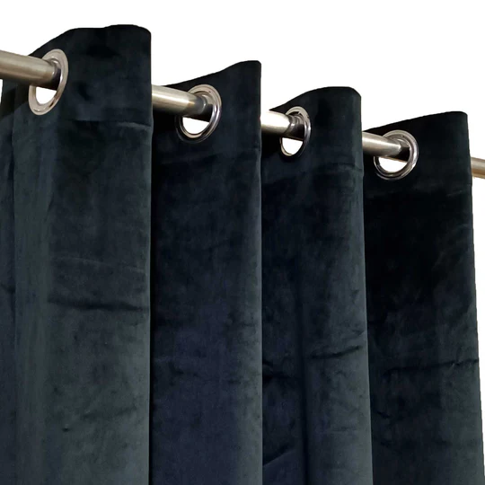 Luxury Black Velvet Eyelet Curtain