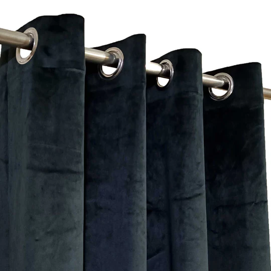 Luxury Black Velvet Eyelet Curtain