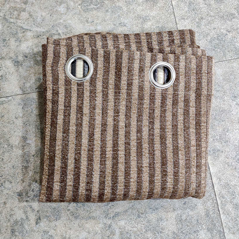 Brown Elegant Thick Viscose Eyelet Readymade Curtain