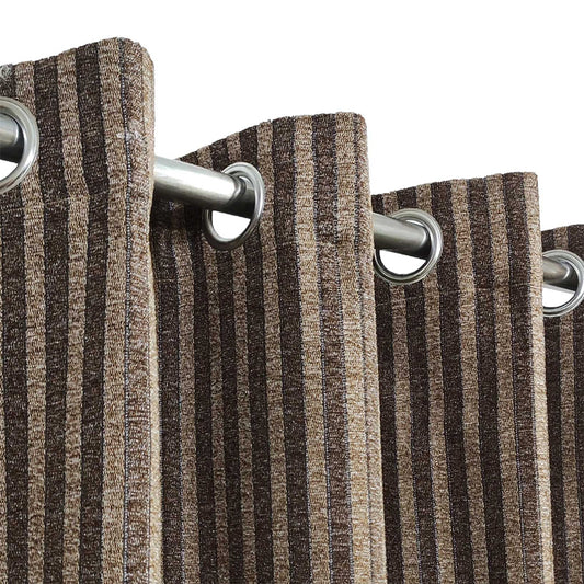 Brown Elegant Thick Viscose Eyelet Readymade Curtain