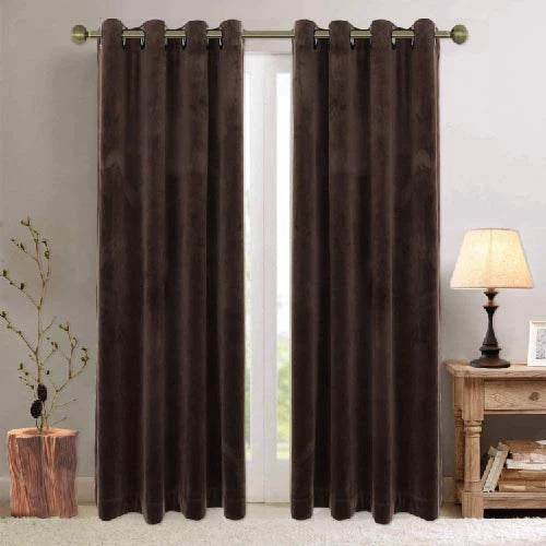 Imported Velvet Brown Curtain Panels 2 PC's