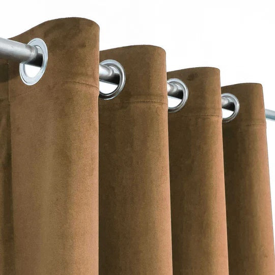 Luxury Brown Velvet Eyelet Curtain