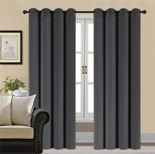 Charcoal Grey Premium Velvet Curtain Pair