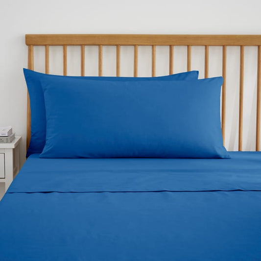 Classic Blue Pure Cotton Flat Sheet