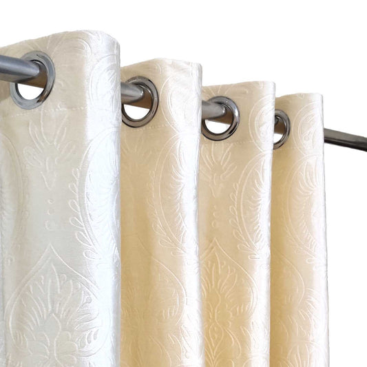 Luxurious Cream Self-Embossed Velvet Curtains – Soft, Stylish & Long-Lasting