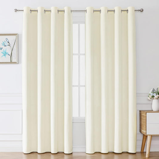 Cream Premium Velvet Curtain Pair