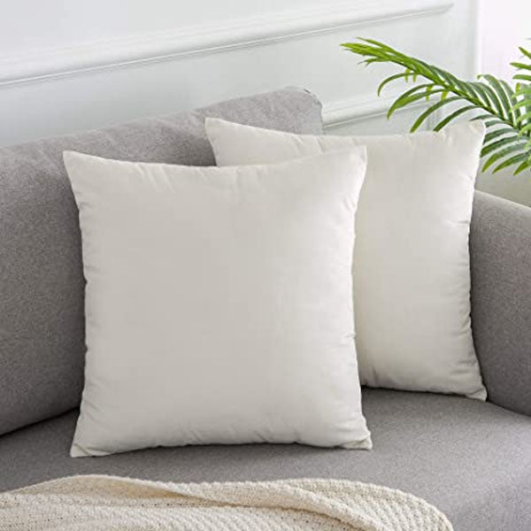Pack of 2 Plain Soft Velvet Cushion Cover-Ivory