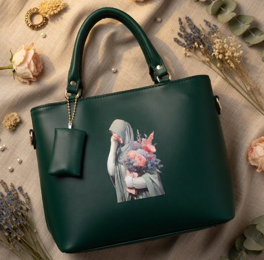 Deep Green Floral Modest Tote