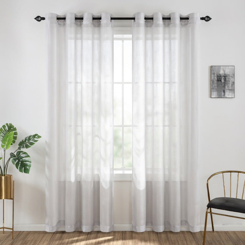 Dusty Light Grey Eyelet Sheer Curtain Pair