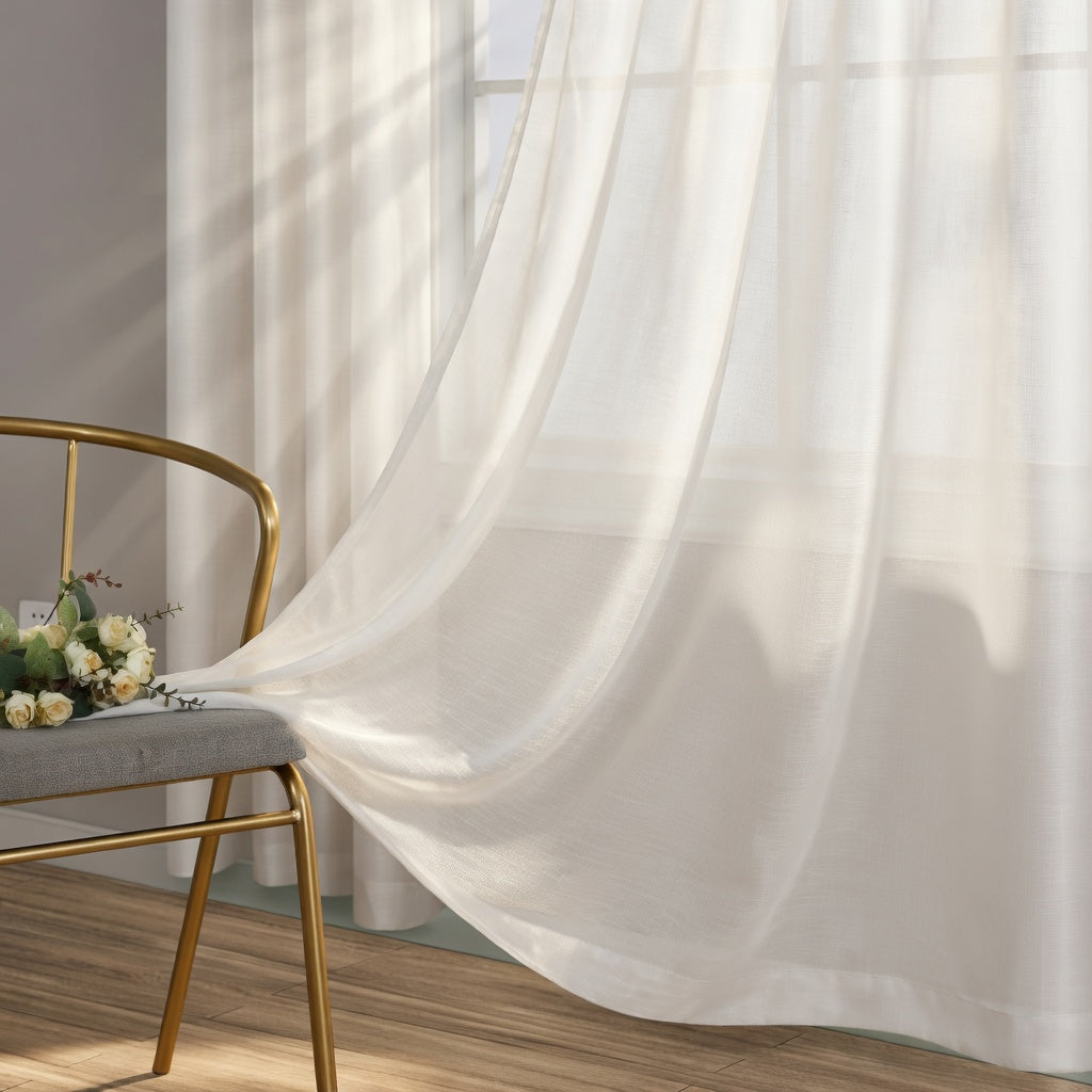 Dusty Light Grey Eyelet Sheer Curtain Pair