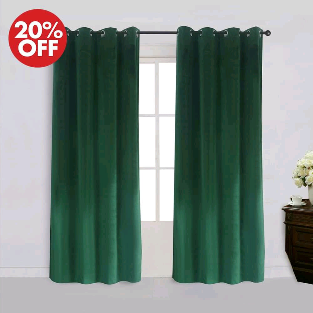 Emerald Green Premium Velvet Curtain Pair