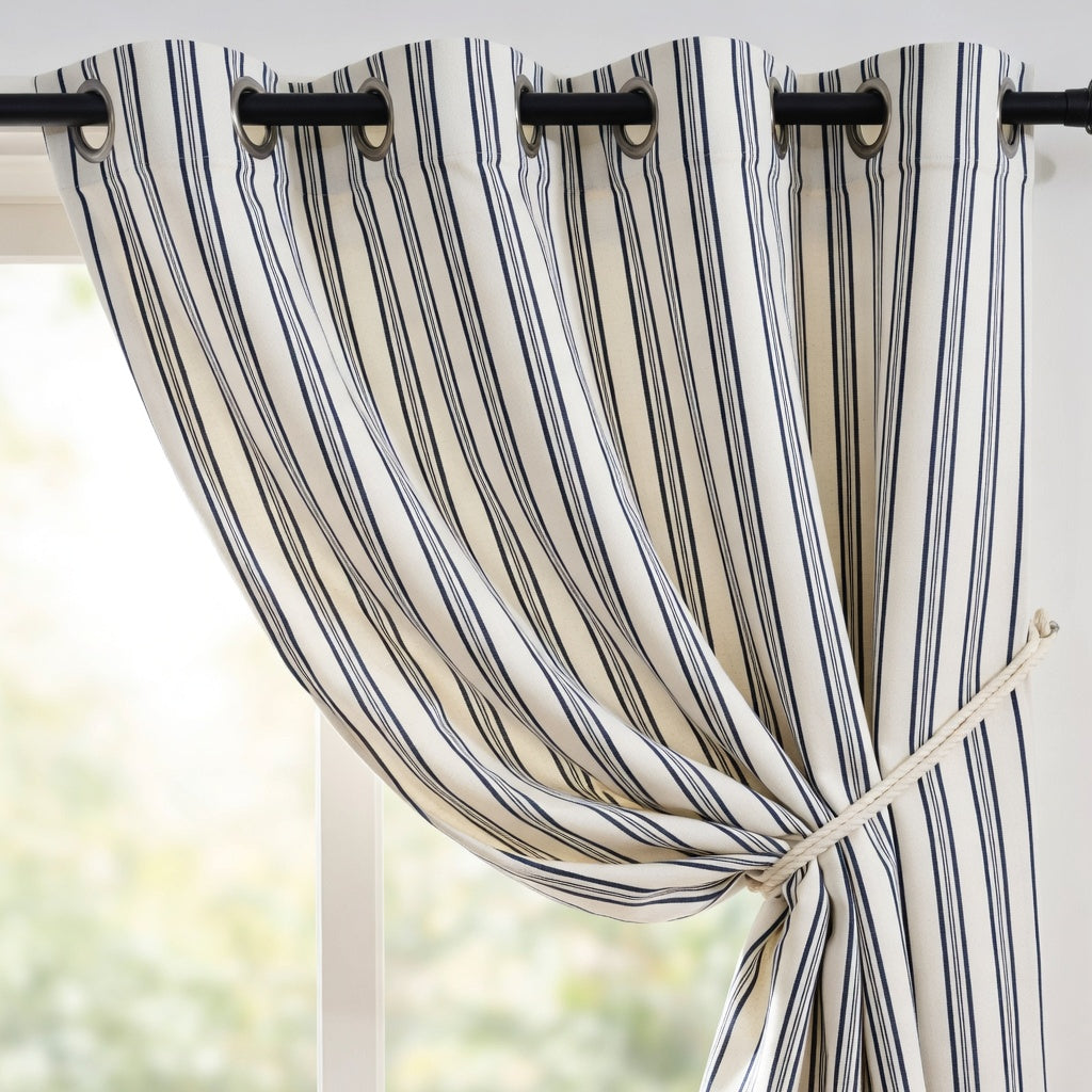 Premium Duck Cotton Striped Eyelet Curtain