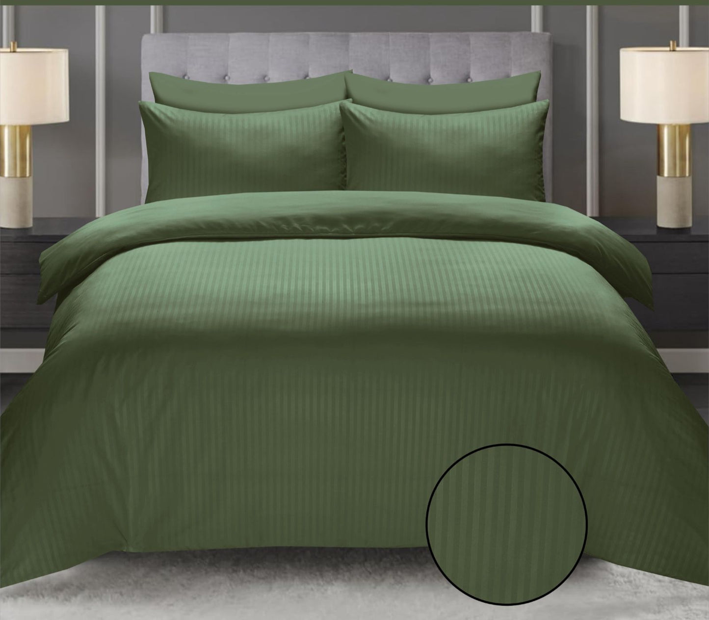 Forest Green Cotton Satin 6 Pieces Duvet Cover Set