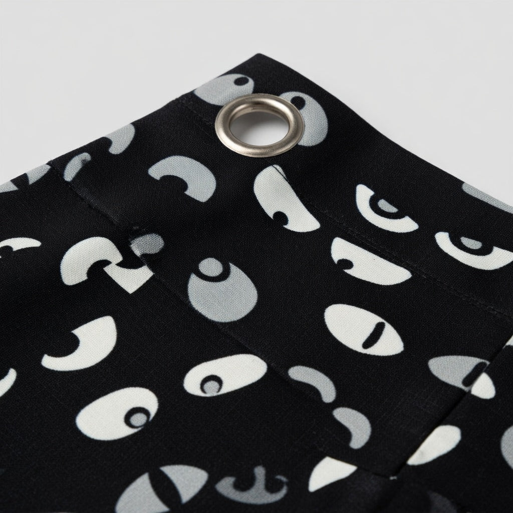 Lunaville Halloween Eyeballs Curtain Single Panel Glow in the Dark Black White
