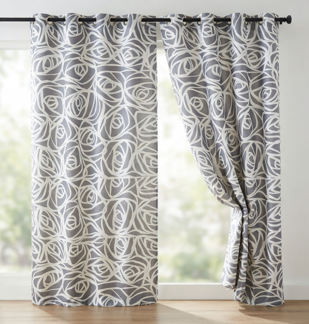 Abstract Pattern Duck Cotton Eyelet Curtain
