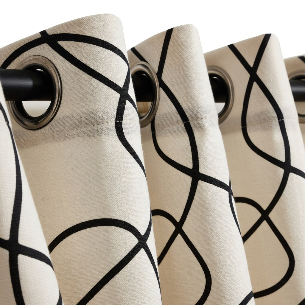 Duck Cotton Abstract Swirl Eyelet Curtain