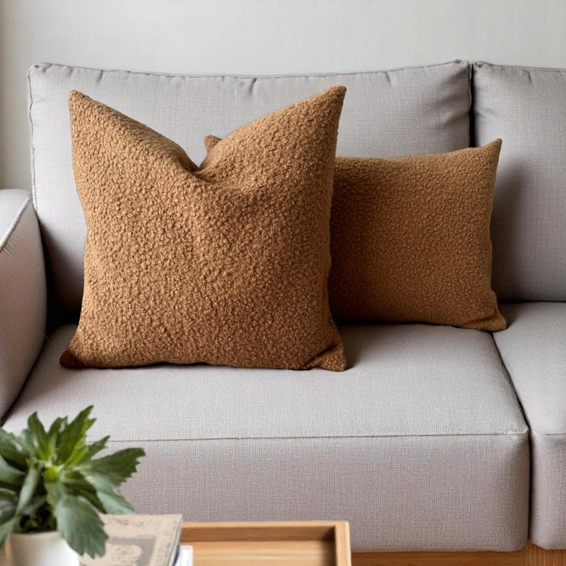 Cozy Boucle Cushion Cover Soft Throw Pillow Cushion Case, Hidden Zipper