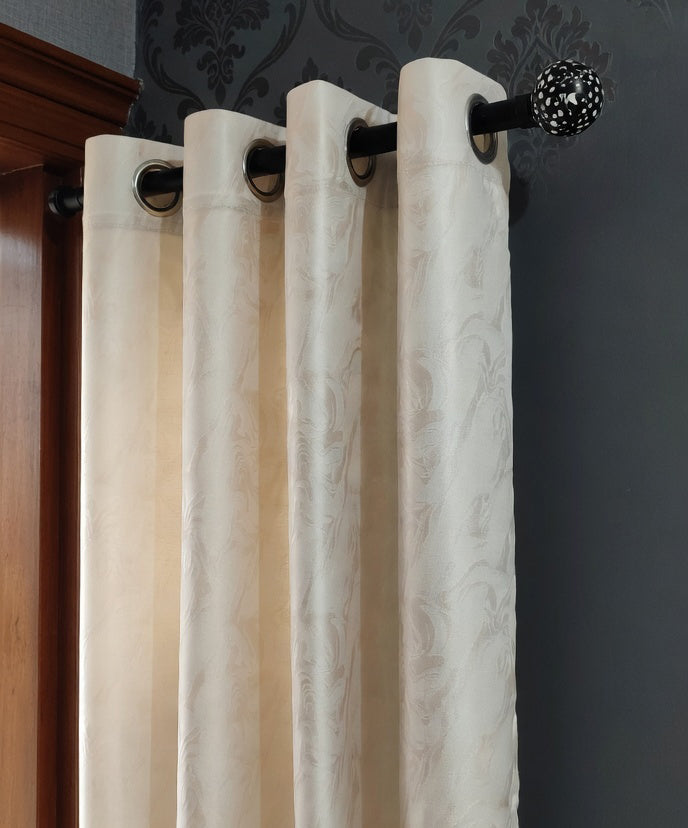 Cream Textured Eyelet Curtain