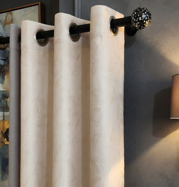 Cream Textured Eyelet Curtain
