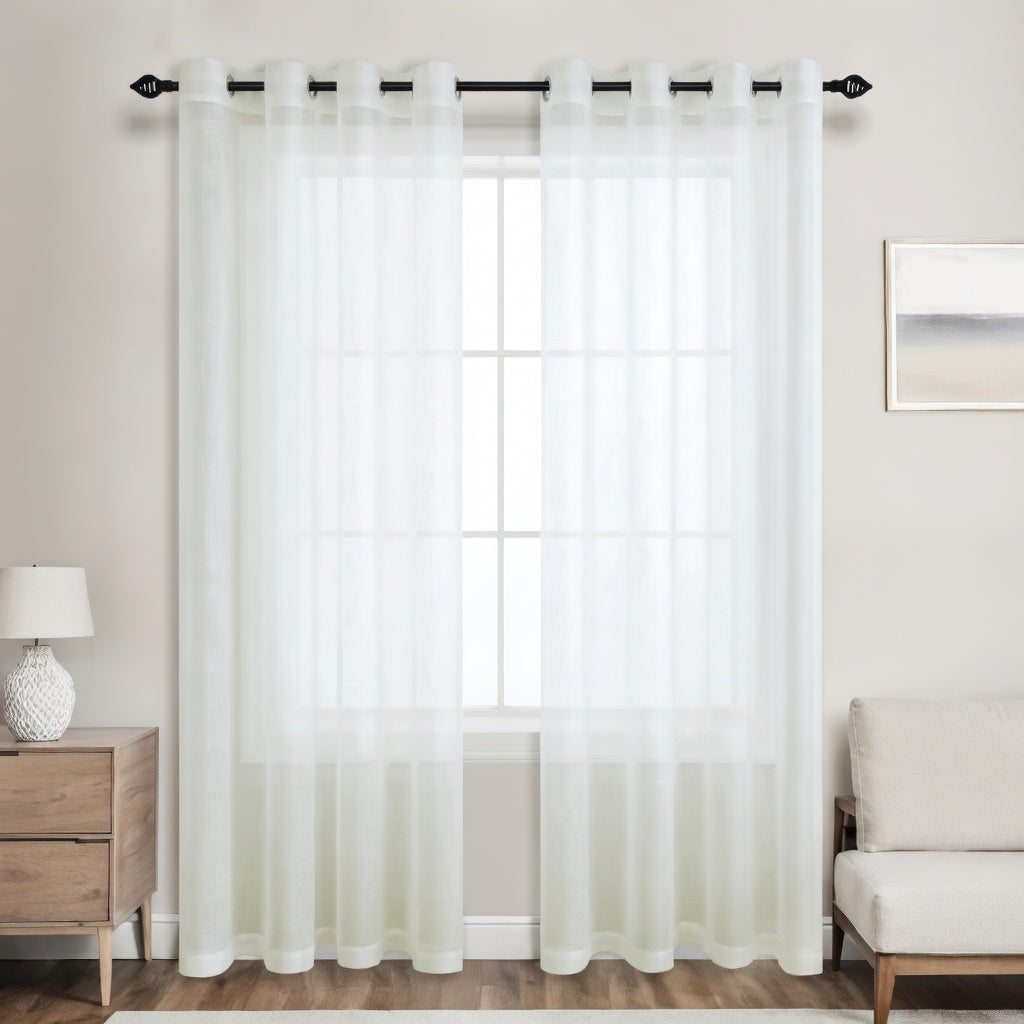 Ivory Eyelet Sheer Curtain Pair