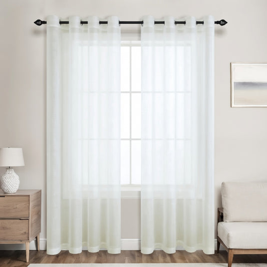 Ivory Eyelet Sheer Curtain Pair