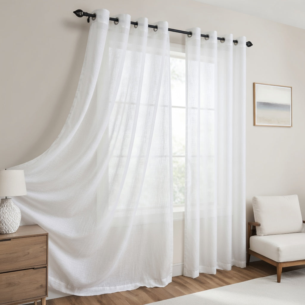 Ivory Eyelet Sheer Curtain Pair