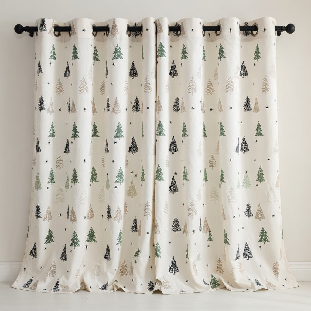Pine & Fir Forest Patterned Duck Cotton Curtain