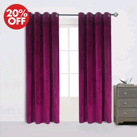 Magenta Premium Velvet Curtain Pair
