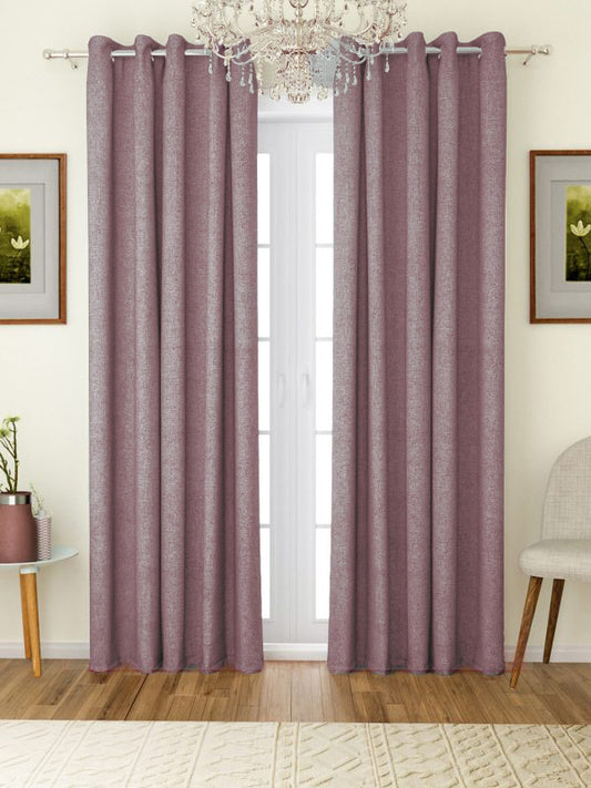 Mauve Thick Jute Curtain Window Curtain Set of 2 Panels