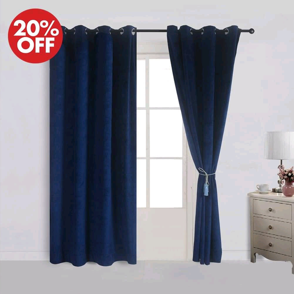 Midnight Blue Premium Velvet Curtain Pair