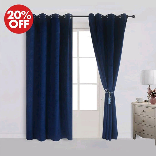 Midnight Blue Premium Velvet Curtain Pair