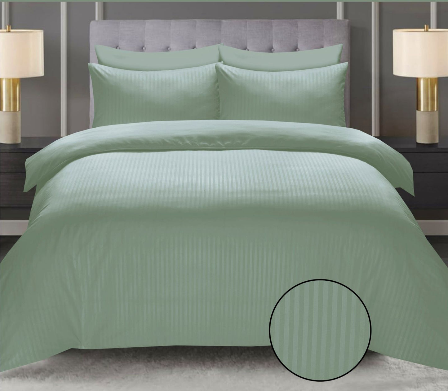 Mint Green Cotton Satin 6 Pieces Duvet Cover Set