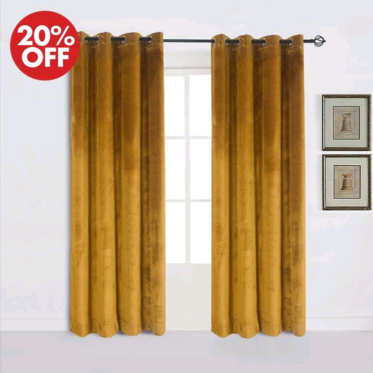 Mustard Gold Premium Velvet Curtain Pair