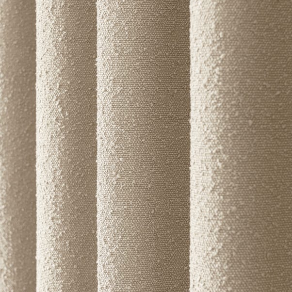 Natural Boucle Plain Eyelet Curtains - Pair