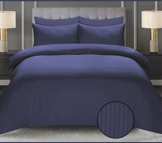 Navy Blue Cotton Satin 6 Pieces Duvet Cover Set