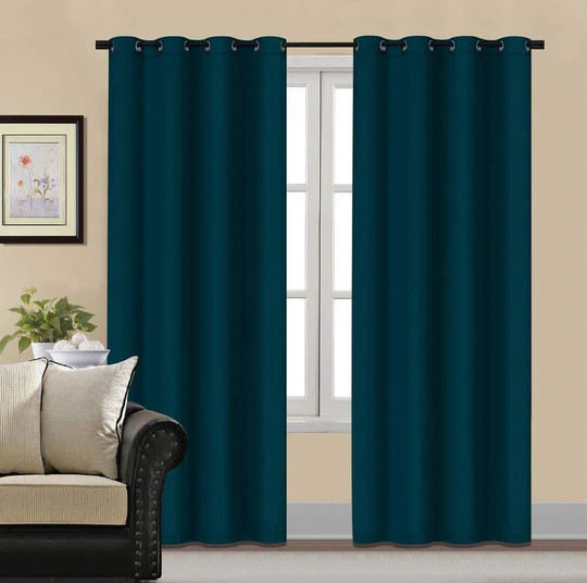 Ocean Green Premium Velvet Curtain Pair