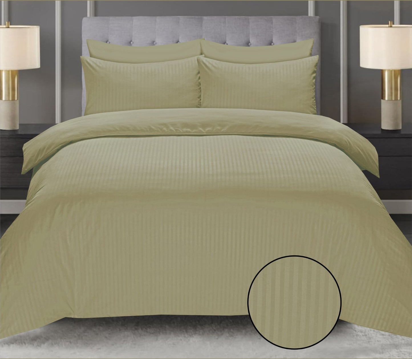 Olive Green Cotton Satin 6 Pieces Duvet Cover Set