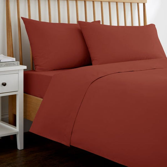 Umber Orange Pure Cotton Flat Sheet