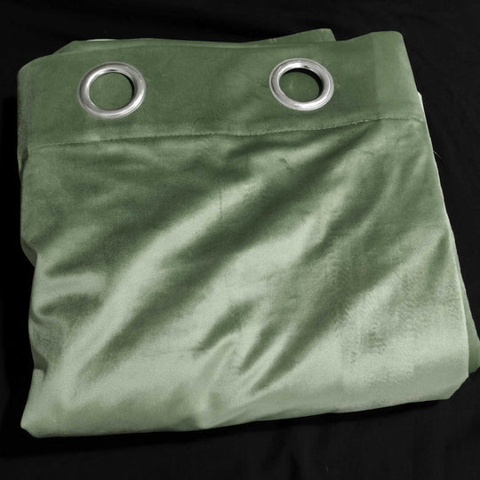 Luxury Pickle Green Velvet Eyelet Curtain