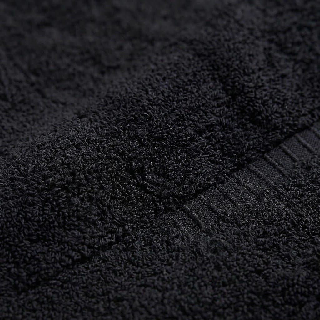 Jet Black Pure Cotton Zero Twist Polo Bath Towel